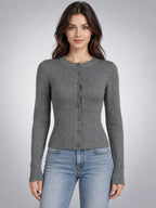 Women's Knit Cardigan – Slim Fit Long Sleeve
