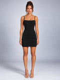 Women's Bodycon Party Dress – Side Ruched Mini - Black