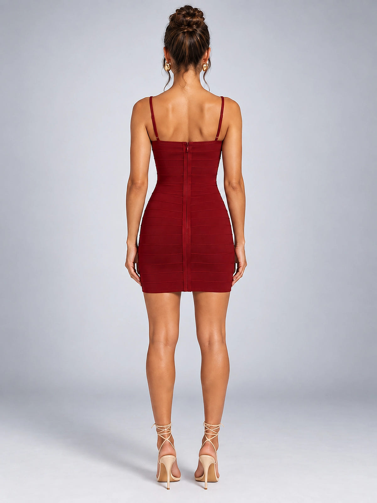 Women's Bodycon Party Dress – Side Ruched Mini - Red