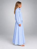 Women's Striped Skirt Set – Drawstring Jacket and Maxi Skirt - Blue Stripe