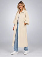 Women's Short Sleeve Trench Coat – Stand Collar - Ivory
