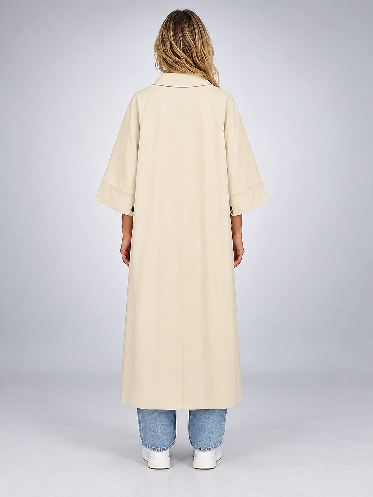 Women's Short Sleeve Trench Coat – Stand Collar - Ivory