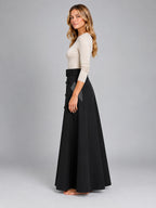 Women's Maxi Skirt – Double Breasted Belted A-Line - Black