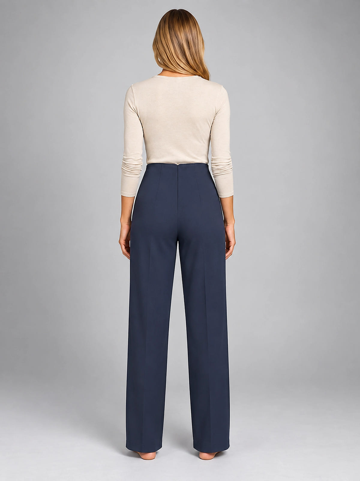 Women's Tailored Pants – High Waisted Straight Leg - Navy