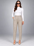 Women's Wool Blend Pants – High Waisted Tapered - Cream