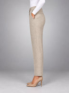 Women's Wool Blend Pants – High Waisted Tapered - Cream
