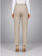 Women's Wool Blend Pants – High Waisted Tapered - Cream