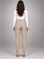 Women's Wool Blend Pants – High Waisted Tapered - Khaki