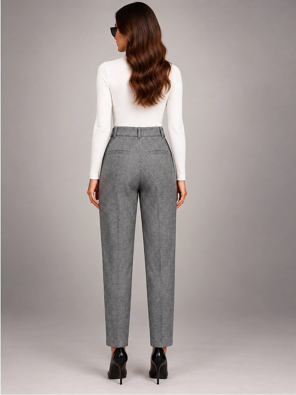 Women's Wool Blend Pants – High Waisted Tapered - Gray