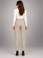 Women's Wool Blend Pants – High Waisted Tapered - Apricot