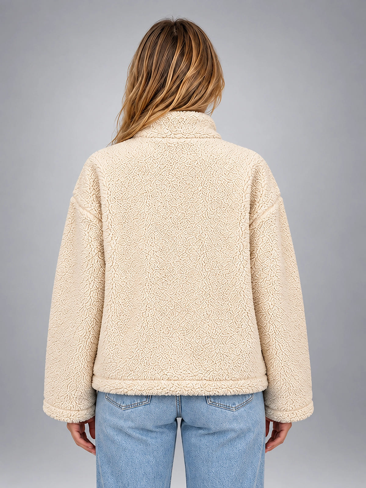 Women's Sherpa Jacket – Relaxed Full Zip - Ivory