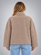 Women's Sherpa Jacket – Relaxed Full Zip - Taupe