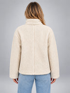 Women's Sherpa Jacket – Funnel Neck Zip Front - Ivory