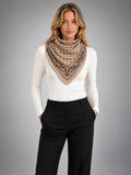 Women's Paisley Triangle Scarf – Lightweight Printed Wrap - Khaki
