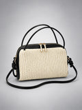 Women's Woven Box Purse – Compact Crossbody Bag - Cream