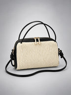 Women's Woven Box Purse – Compact Crossbody Bag - Cream