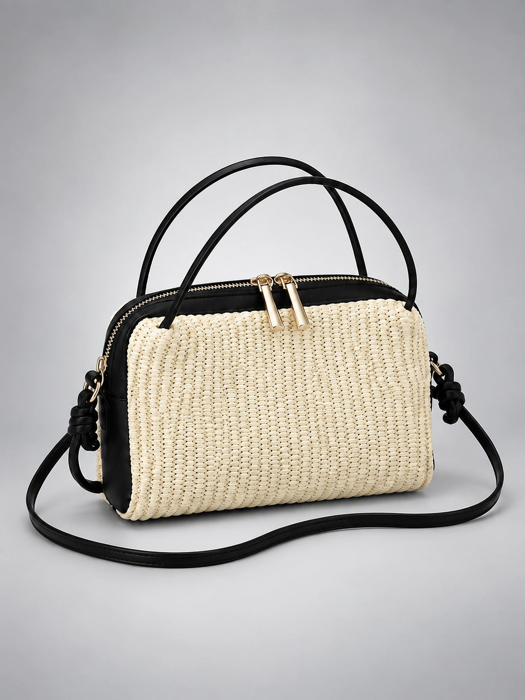 Women's Woven Box Purse – Compact Crossbody Bag - Cream