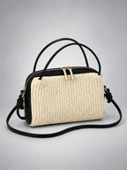 Women's Woven Box Purse – Compact Crossbody Bag - Cream