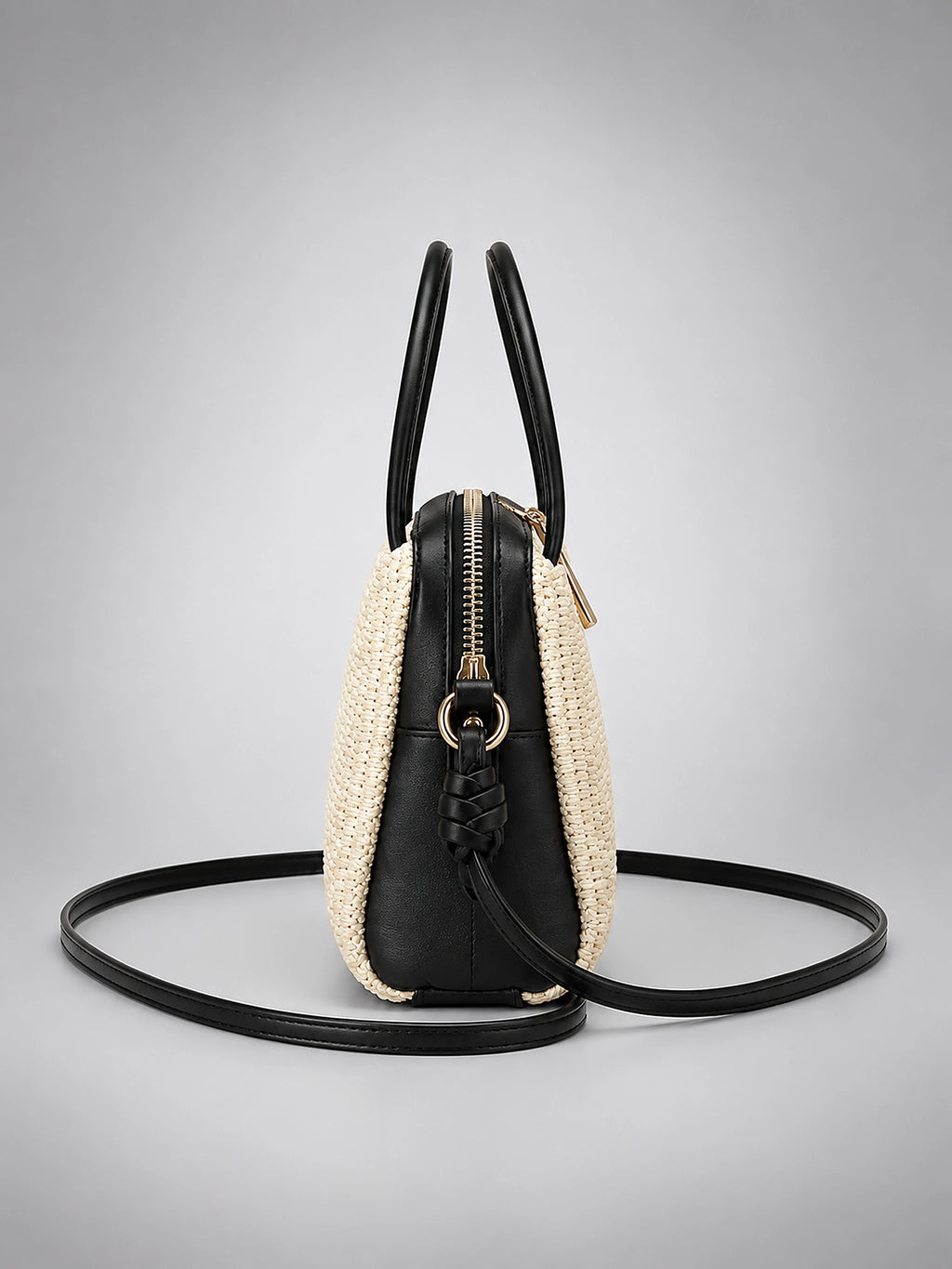 Women's Woven Box Purse – Compact Crossbody Bag - Cream