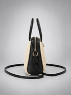 Women's Woven Box Purse – Compact Crossbody Bag - Cream