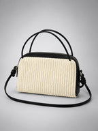 Women's Woven Box Purse – Compact Crossbody Bag - Cream
