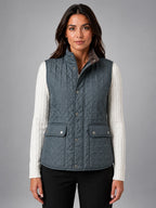 Women's Quilted Vest – Lightweight Layering Jacket - Blue Gray