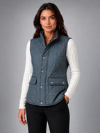 Women's Quilted Vest – Lightweight Layering Jacket - Blue Gray