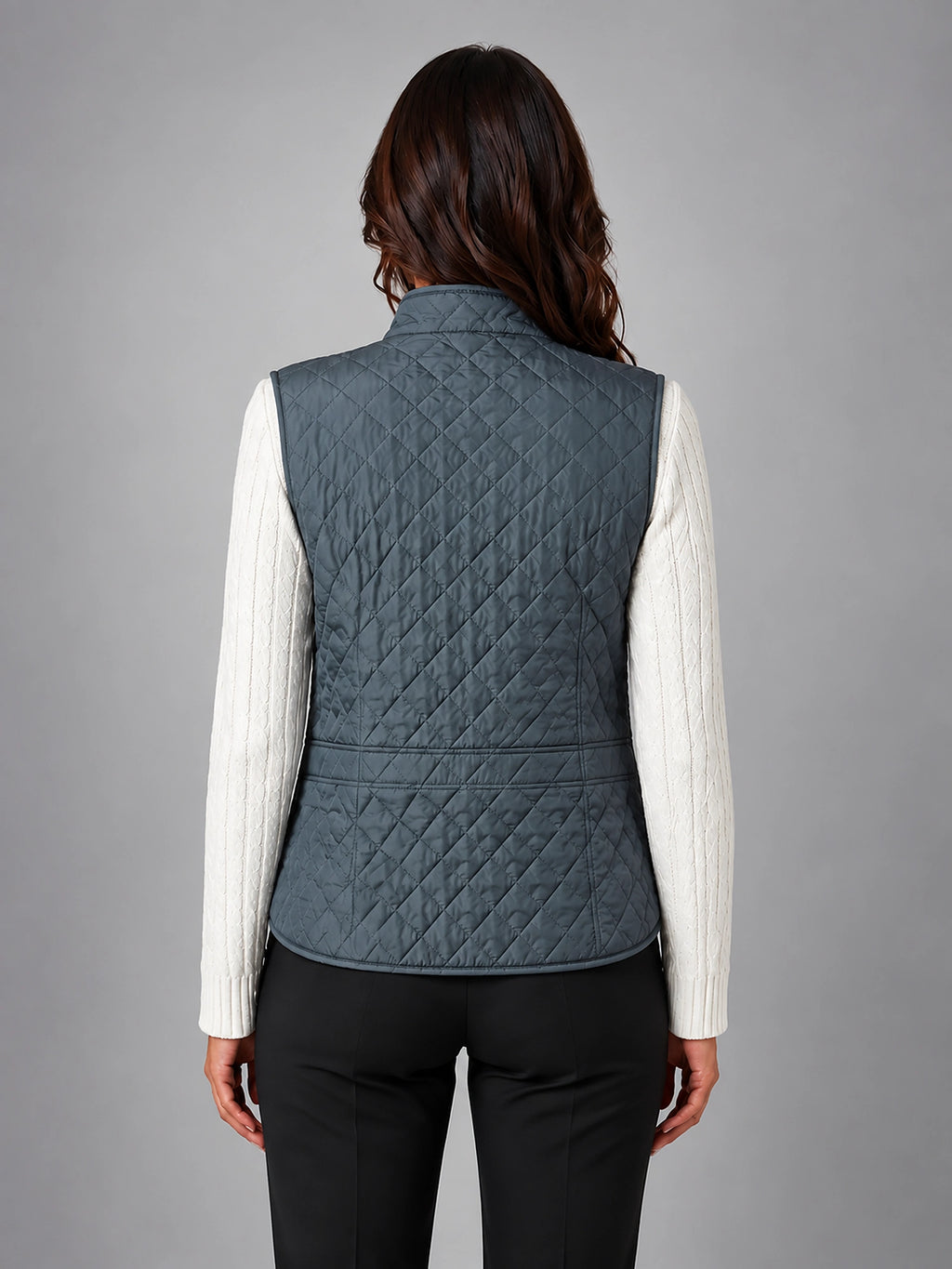 Women's Quilted Vest – Lightweight Layering Jacket - Blue Gray