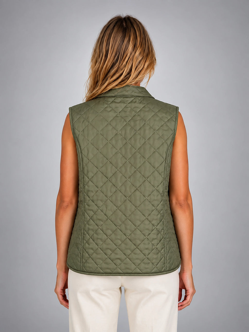 Women's Quilted Vest – Lightweight Layering Jacket - Olive