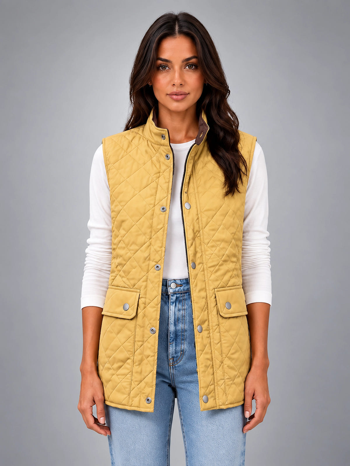 Women's Quilted Vest – Lightweight Layering Jacket - Yellow