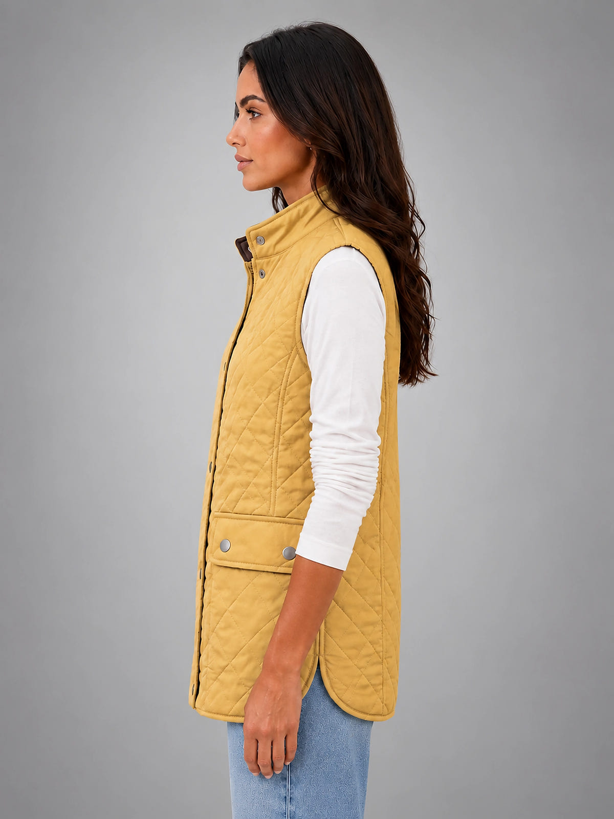 Women's Quilted Vest – Lightweight Layering Jacket - Yellow