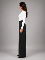 Women's Pinstripe Wide Leg Pants – Tailored Relaxed Fit - Black