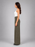 Women's Pinstripe Wide Leg Pants – Tailored Relaxed Fit - Taupe