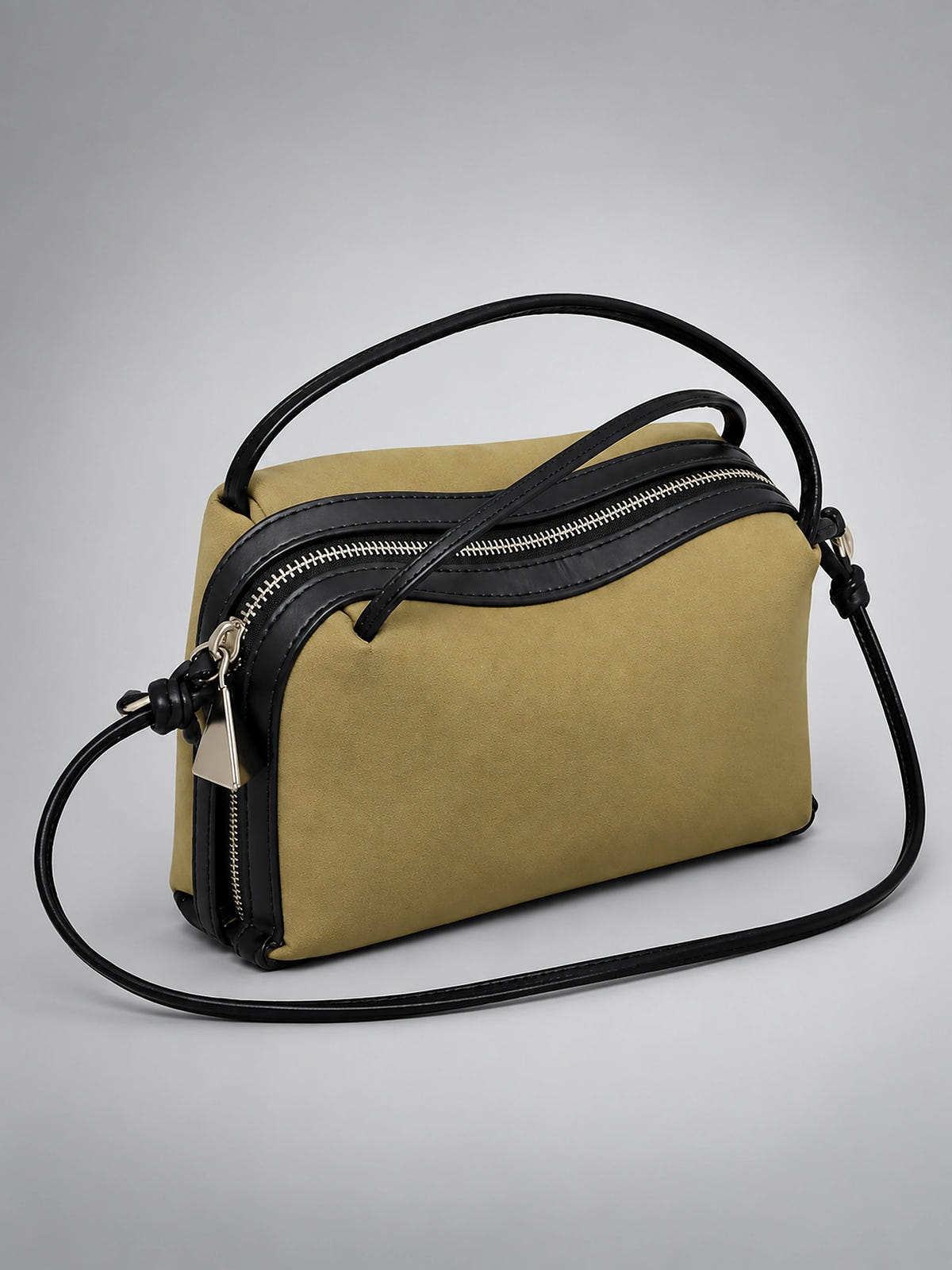Women's Double Zip Crossbody Bag – Compact Mini Purse - Olive