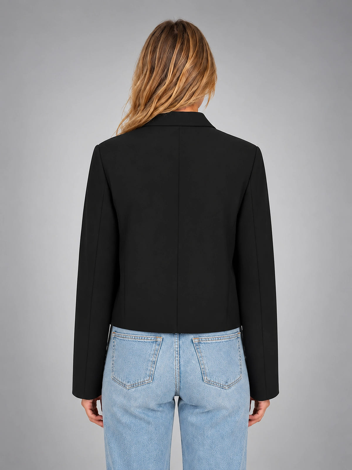 Women's Cropped Military Jacket – Structured Statement Fit - Black