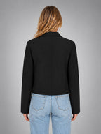 Women's Cropped Military Jacket – Structured Statement Fit - Black