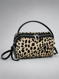 Women's Leopard Print Crossbody Bag – Double Zip Mini - Leopard