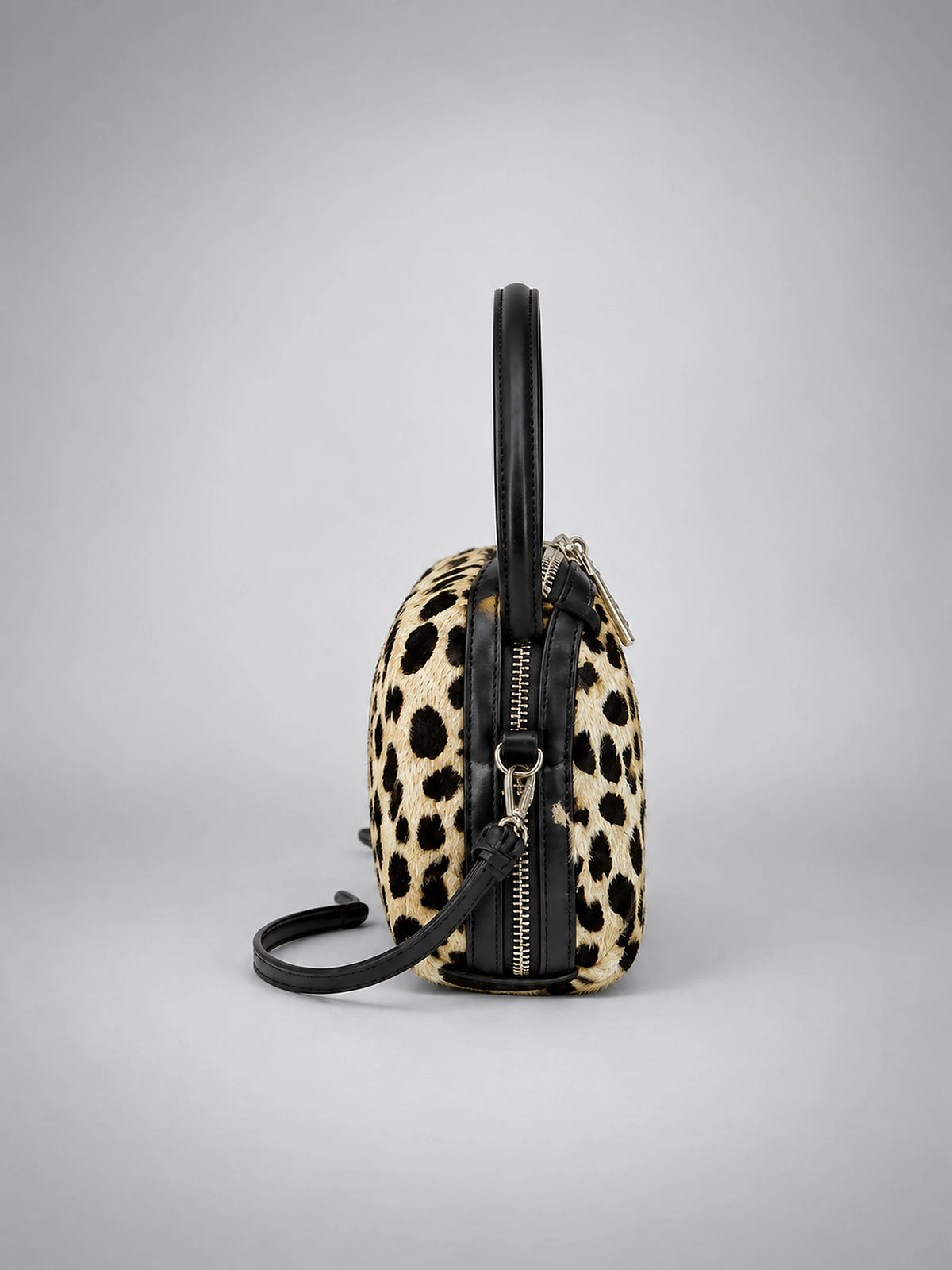 Women's Leopard Print Crossbody Bag – Double Zip Mini - Leopard