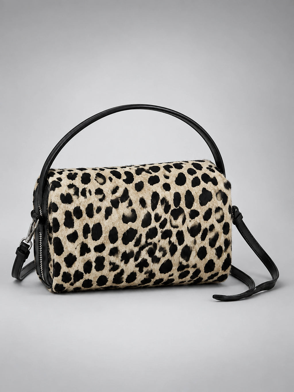 Women's Leopard Print Crossbody Bag – Double Zip Mini - Leopard