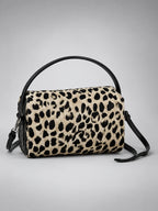 Women's Leopard Print Crossbody Bag – Double Zip Mini - Leopard