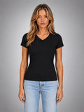 Women's V-Neck T-Shirt – Fitted Everyday Basic - Black