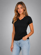Women's V-Neck T-Shirt – Fitted Everyday Basic - Black