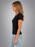 Women's V-Neck T-Shirt – Fitted Everyday Basic - Black