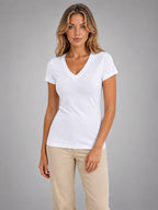 Women's V-Neck T-Shirt – Fitted Everyday Basic - White