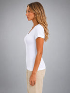Women's V-Neck T-Shirt – Fitted Everyday Basic - White