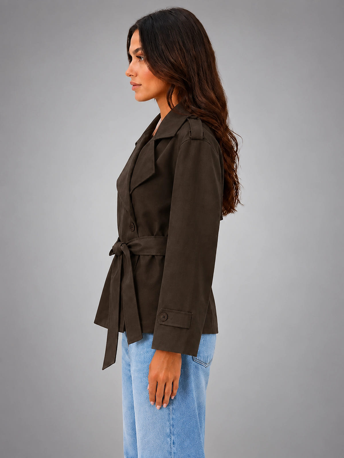 Women's Cropped Wrap Trench – Belted Tailored Fit
