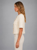 Women's Short Sleeve Blazer – Cropped Modern Fit - Ivory