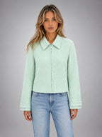 Women's Cropped Tailored Jacket – Fresh Layering Piece - Mint