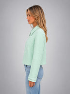 Women's Cropped Tailored Jacket – Fresh Layering Piece - Mint