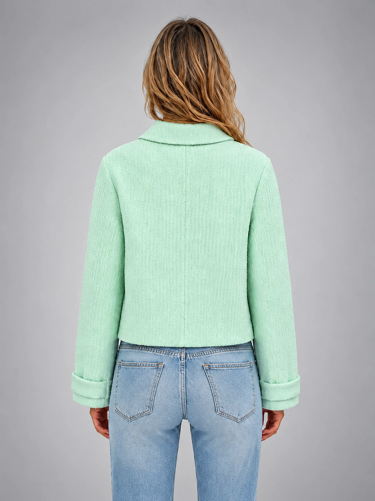 Women's Cropped Tailored Jacket – Fresh Layering Piece - Mint